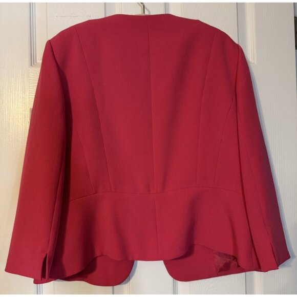Kasper Elle Iconic Crepe Suit Jacket Blazer 14 Pink Open Front 3/4 Sleeve NEW - Picture 14 of 16